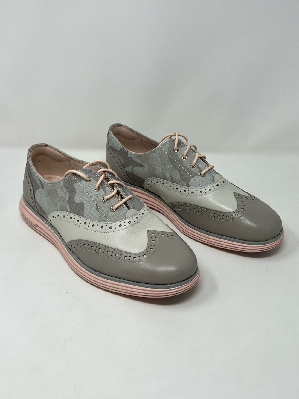 Cole Haan Gray and Pink Wingtip Oxford Shoes
